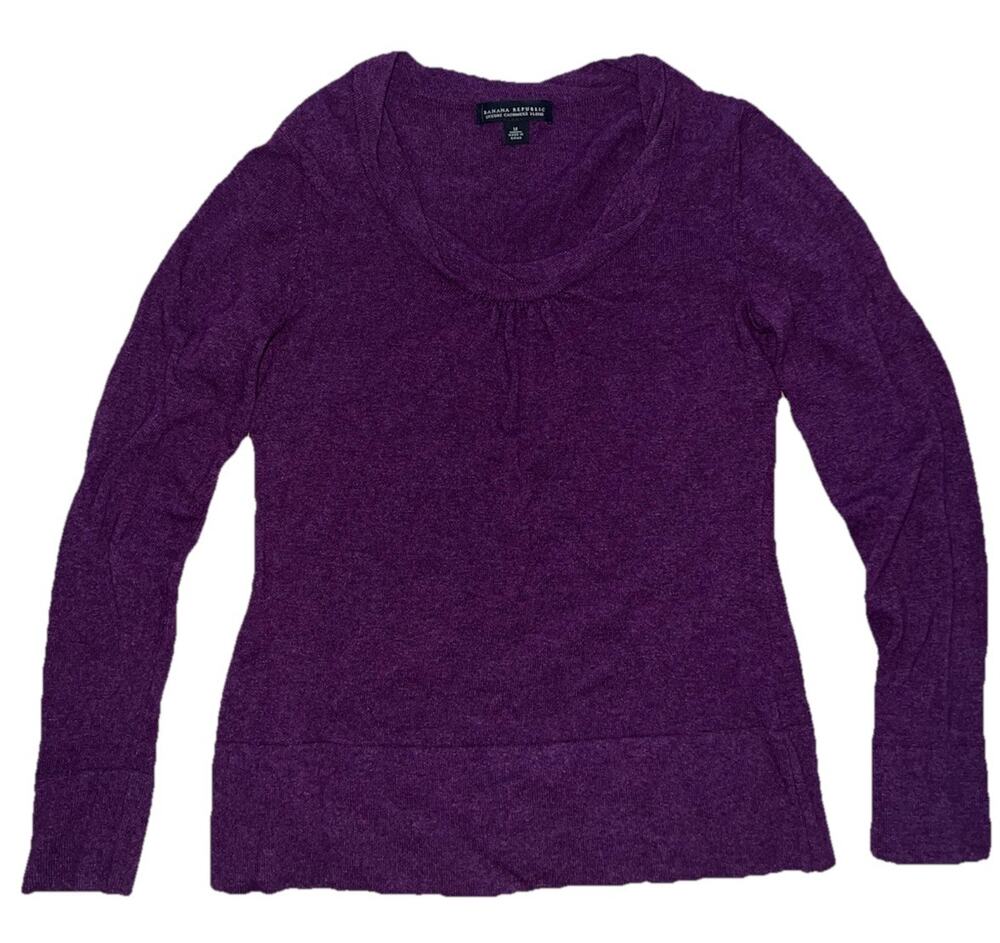 Banana Republic Cashmere Wool Purple Crew Sweater Size M A001370